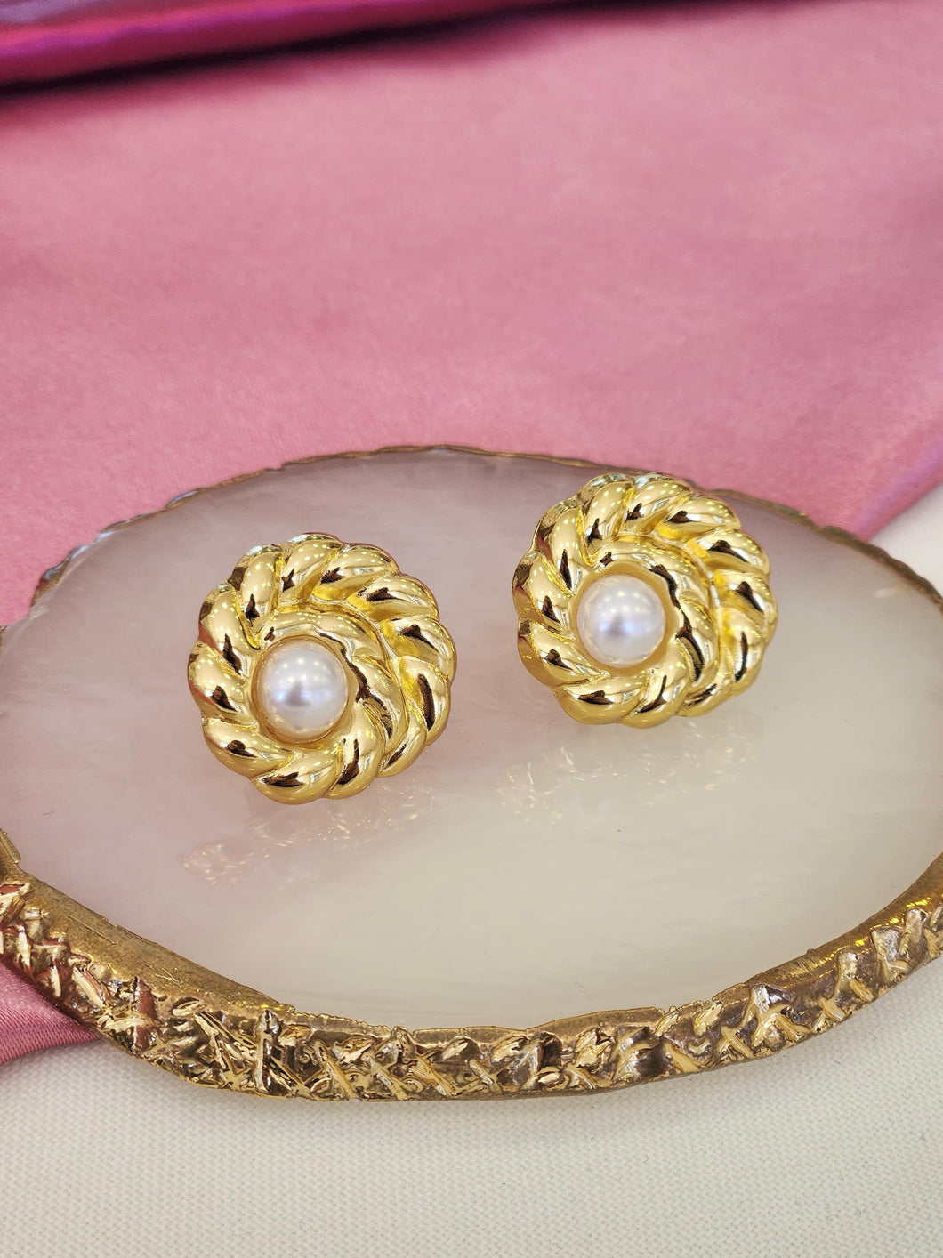 Aretes espiral perla #A12