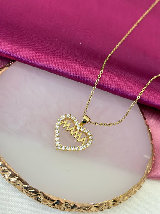 Collar dorado mama corazon zirconia # C210