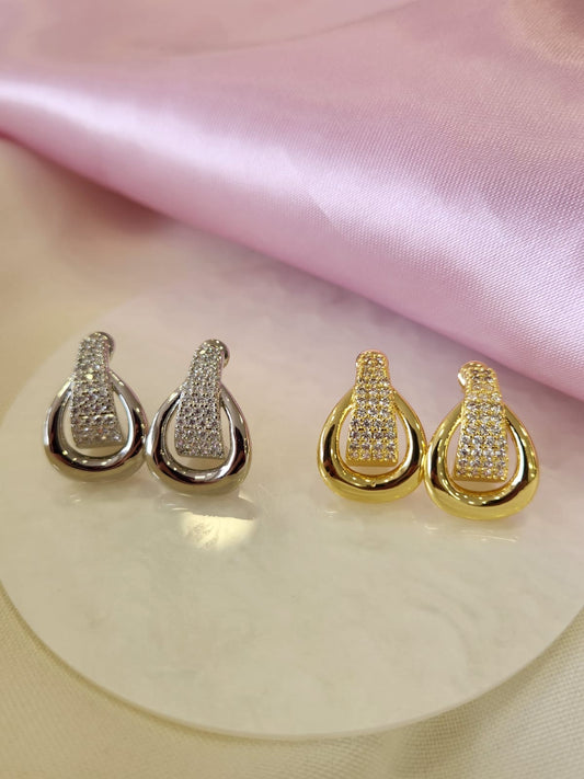 Aretes linea ovalados zirconia # 212