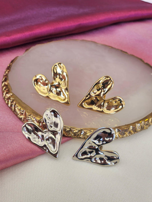 Aretes corazon aplastado #E22 E16