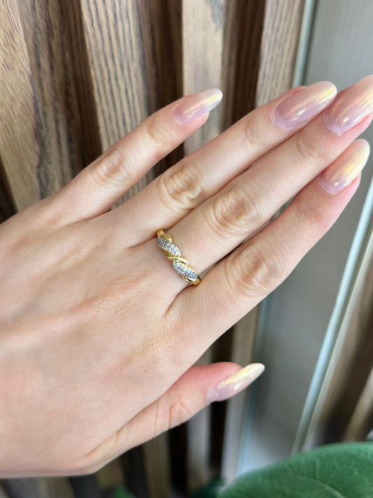 Anillo trenzado bicolor zirconia #191
