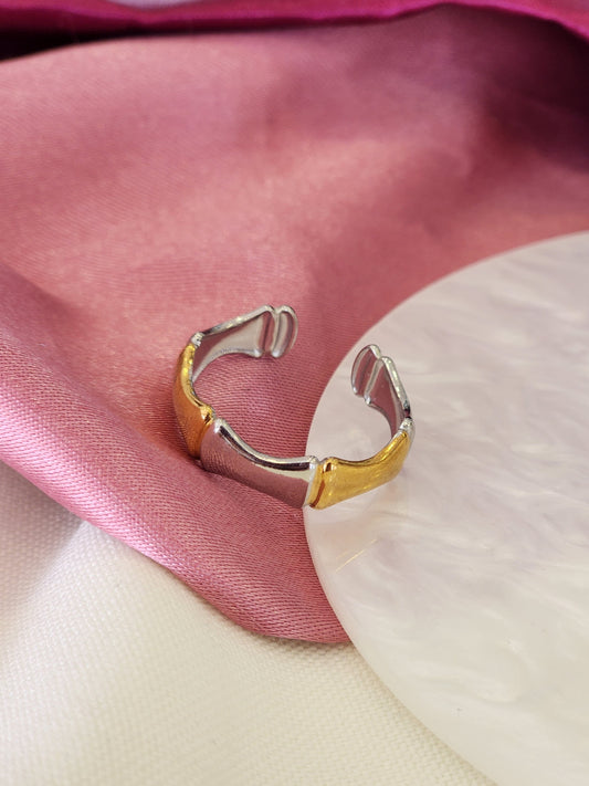 Anillo ondas bicolor #79