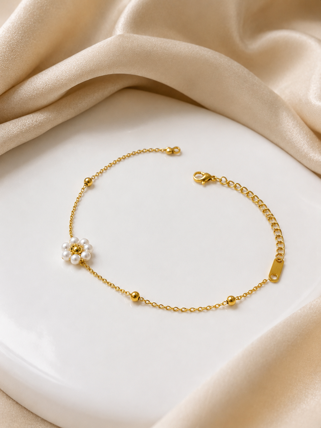 Pulsera flor perlitas sencilla #L9