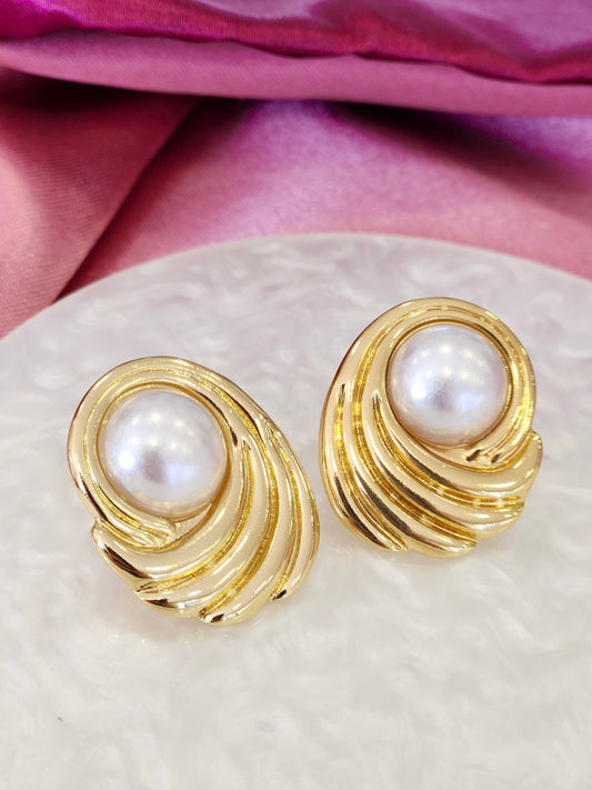 Aretes espiral perla grande #B4.12