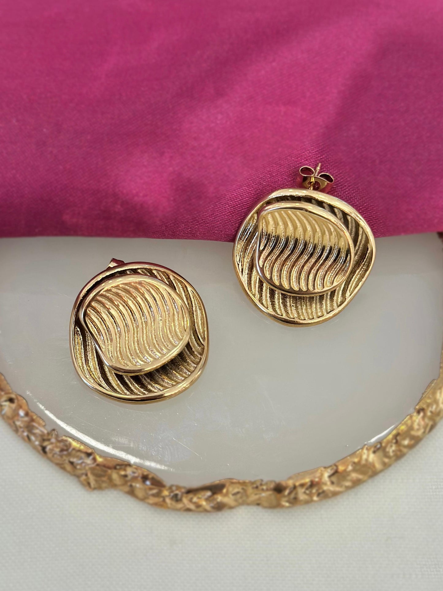Aretes doble circulo rayas #C127.1