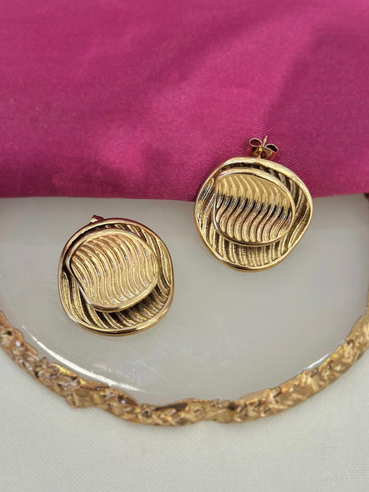 Aretes doble circulo rayas #C127.1
