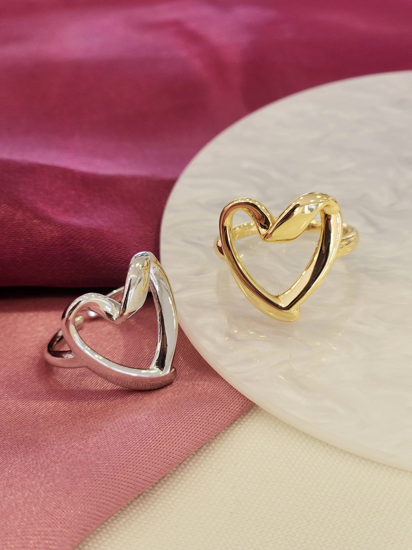 Anillo corazon hueco onda #199