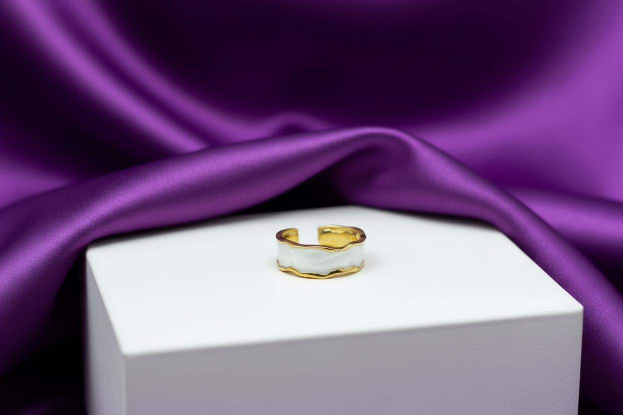 Anillo bicolor dorado blanco #B7