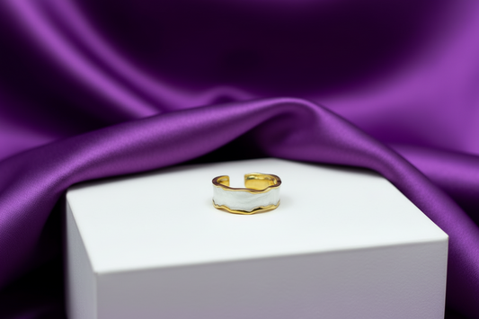 Anillo bicolor dorado blanco #B7