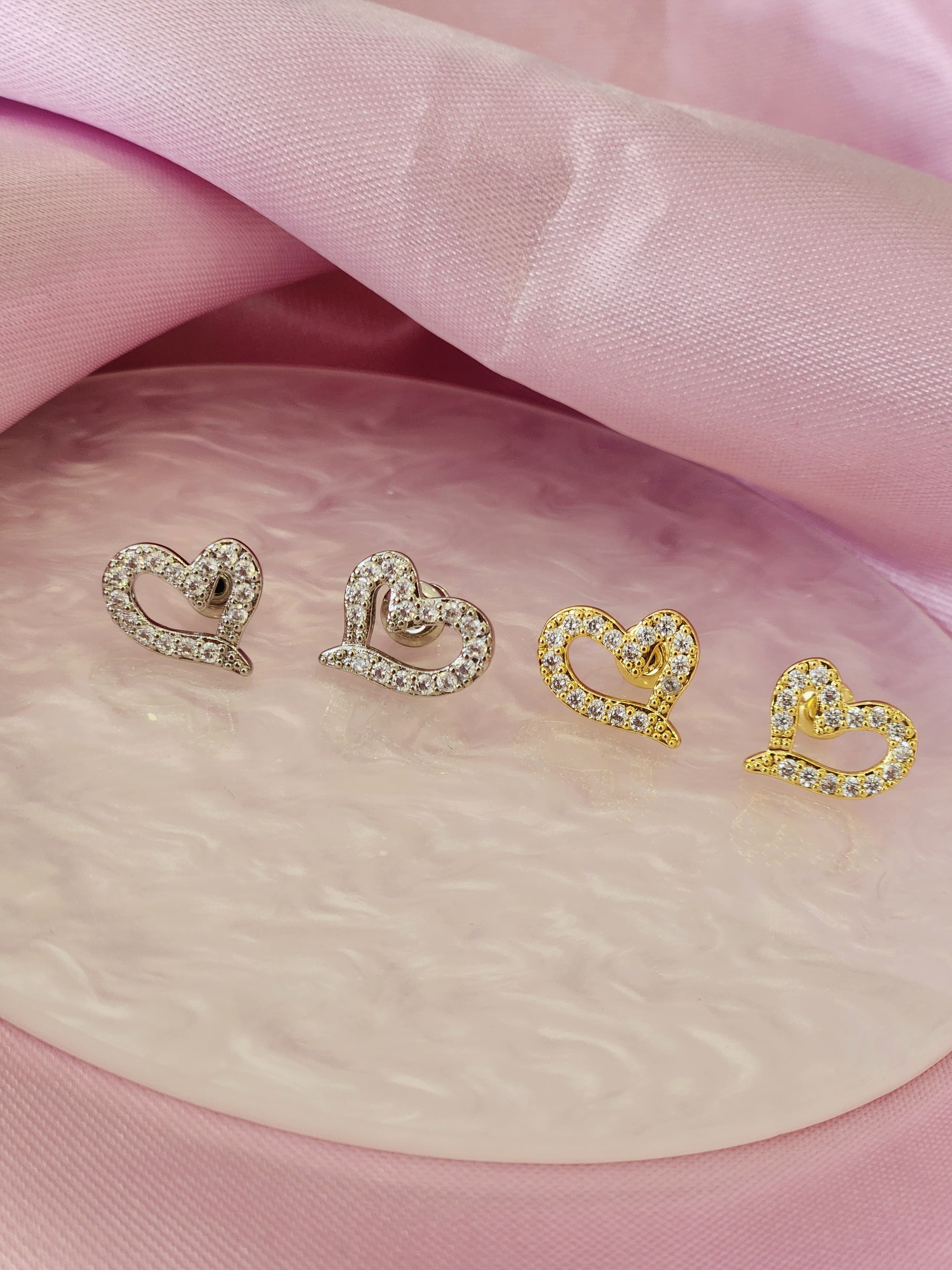 Aretes corazon irregular zirconia #G2