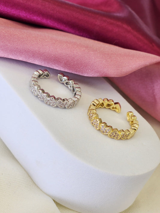 Anillo corazones continuos solidos zirconia #74