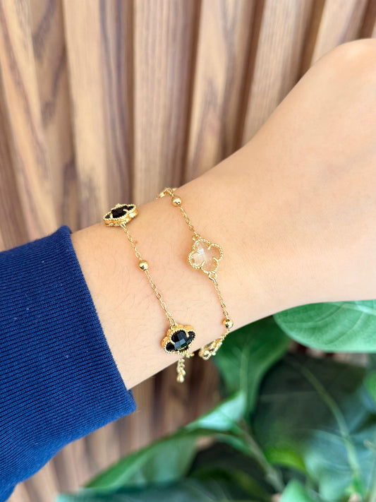 Pulsera trebol bolitas #C106.2