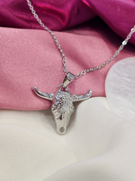 Collar toro plateado #C196