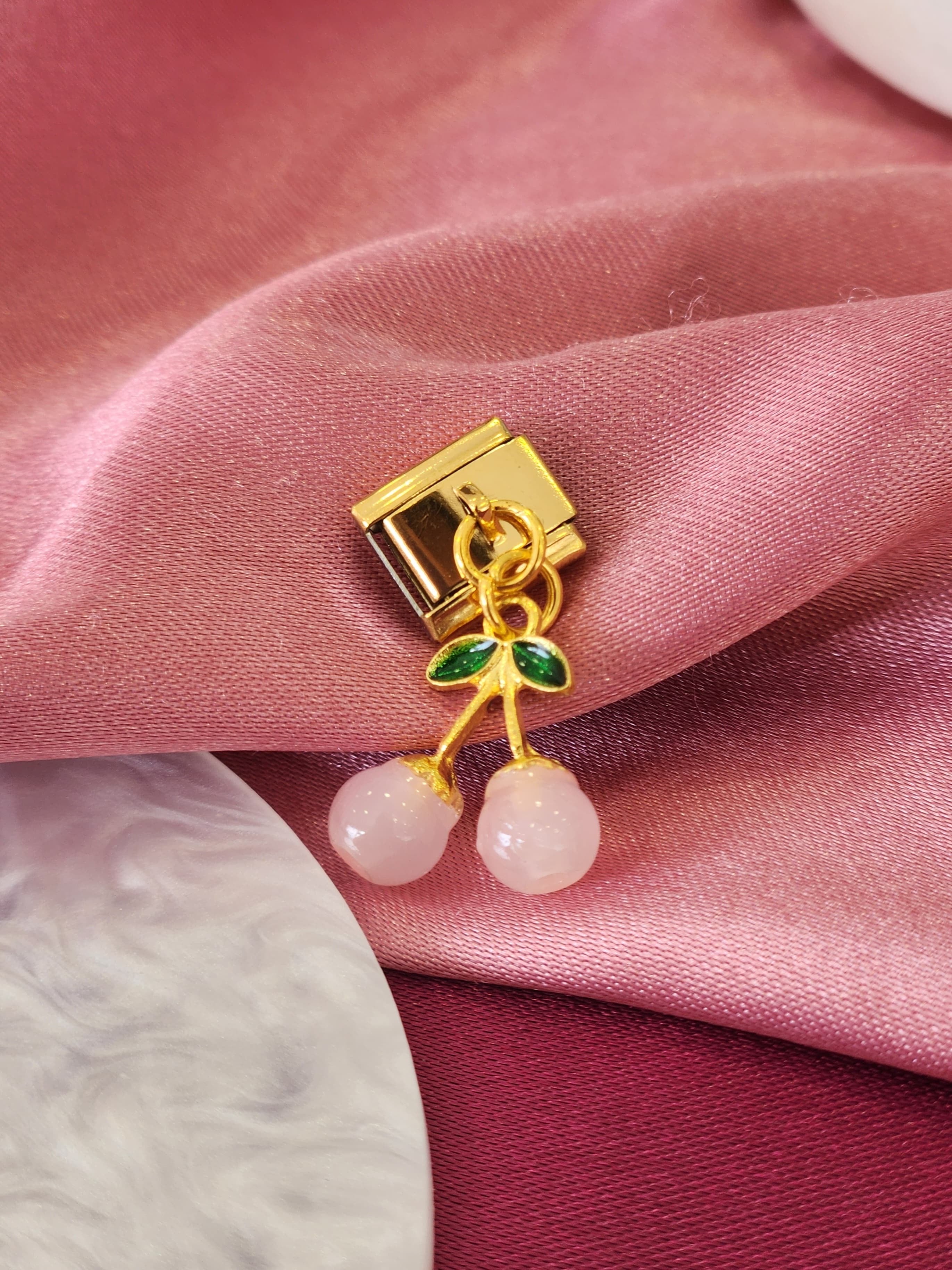 Charm cerezas rosas colgantes #2