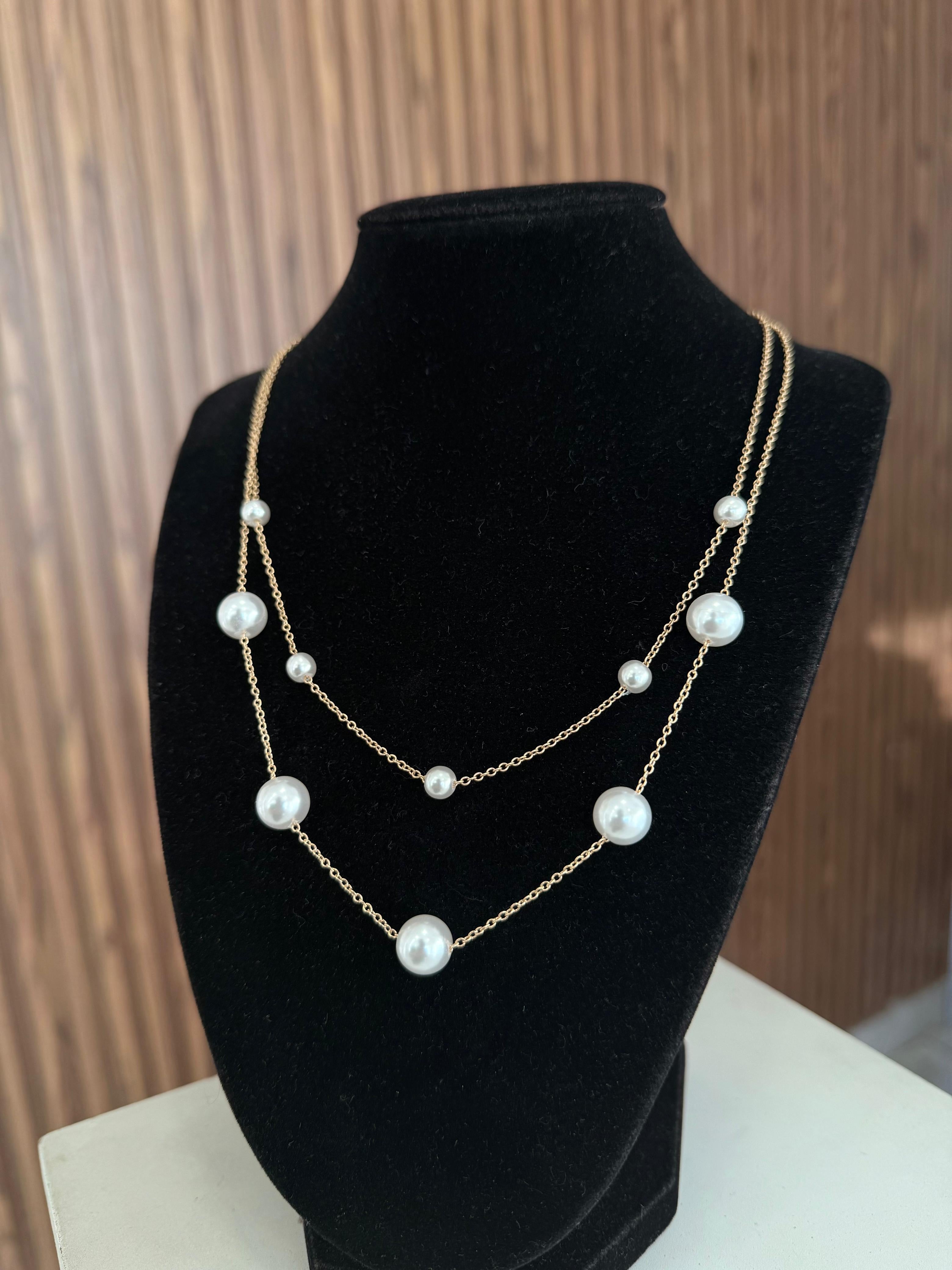 Collar doble con perlas #F0.1