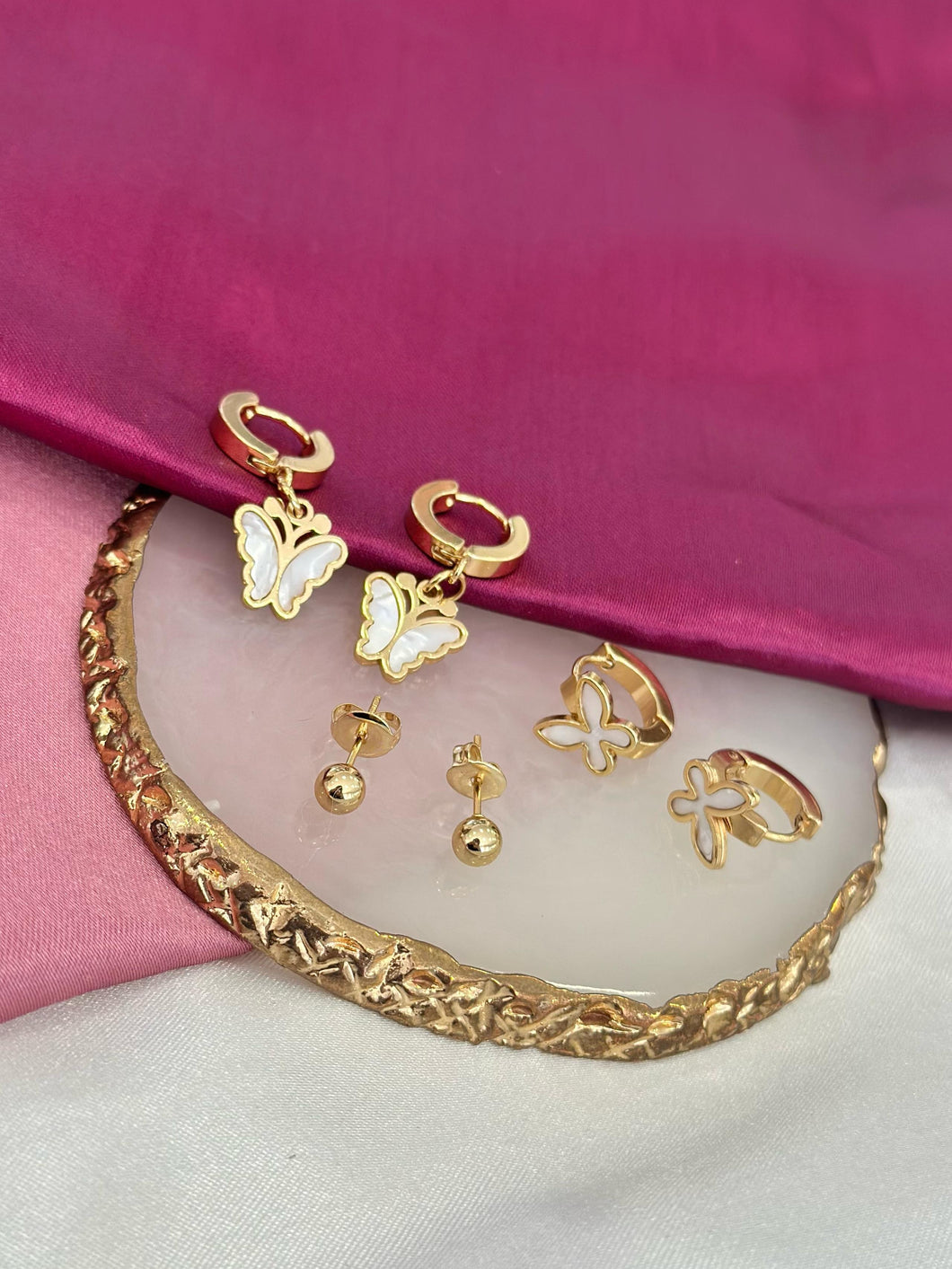 Aretes set mariposa madre perla #C120