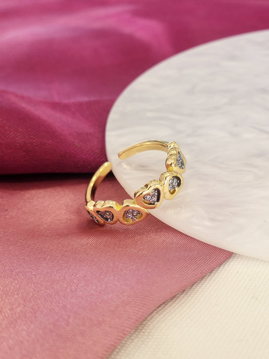 Anillo corazones intercalados bicolor