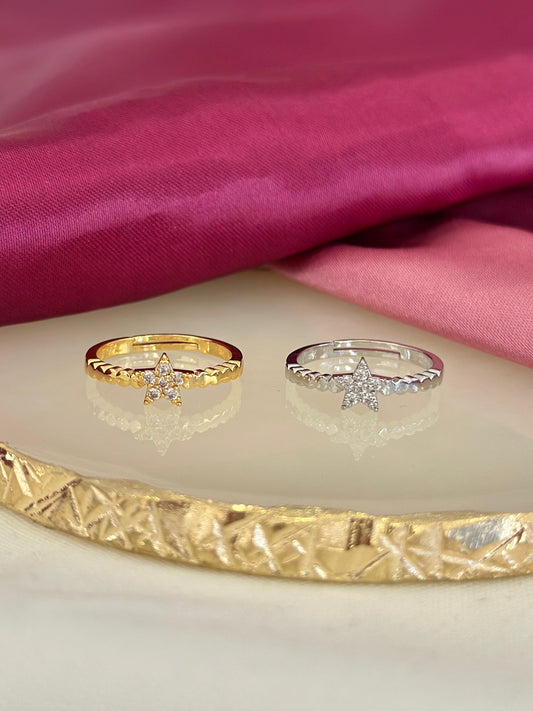 Anillo bolitas estrella zirconia #K45