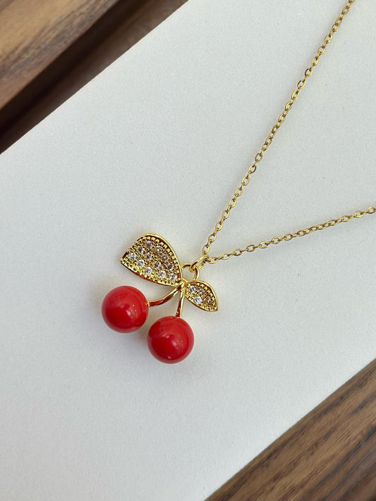 Collar cereza roja zirconia #ZZ