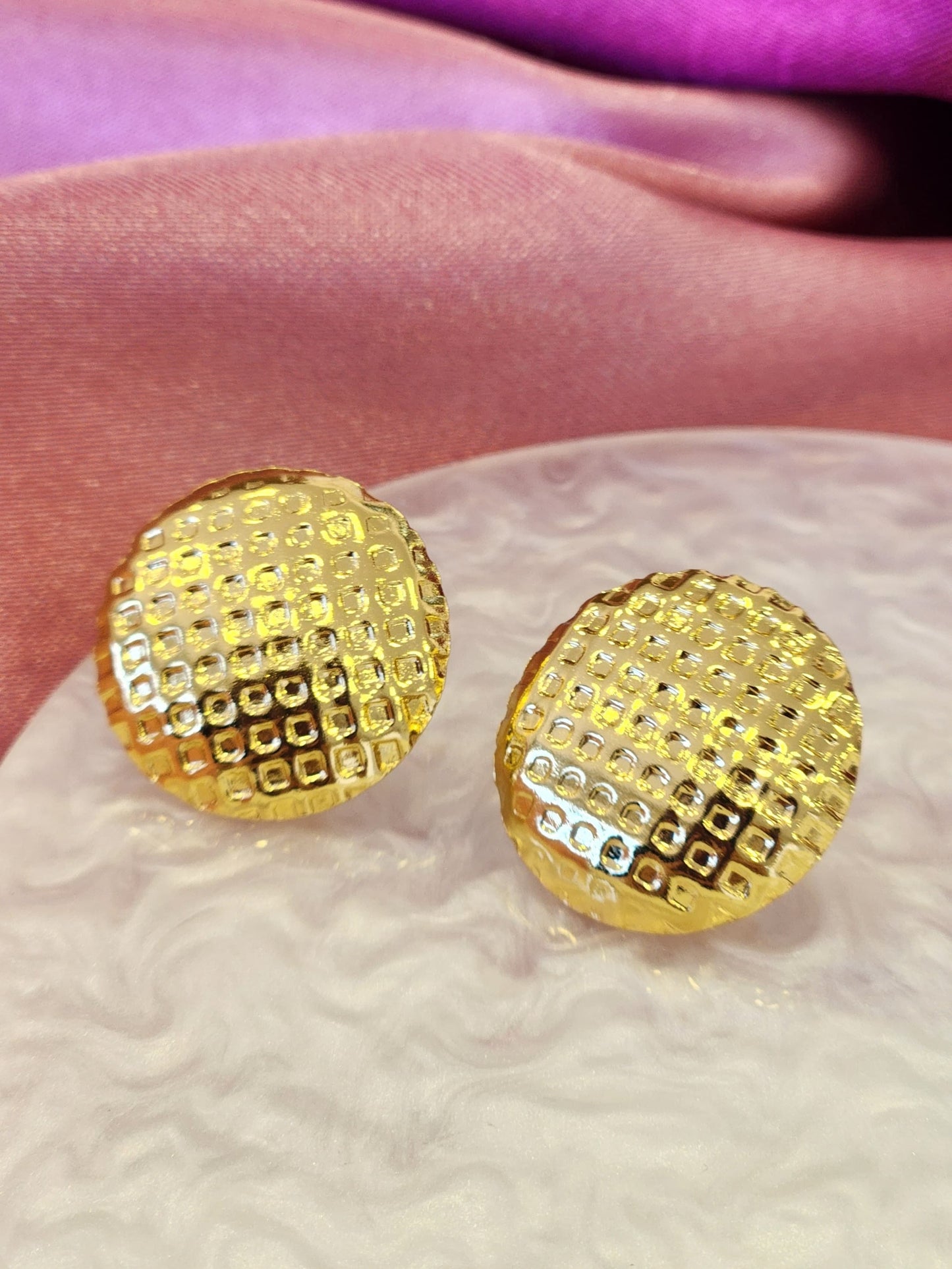 Aretes circulares boton con textura #G42