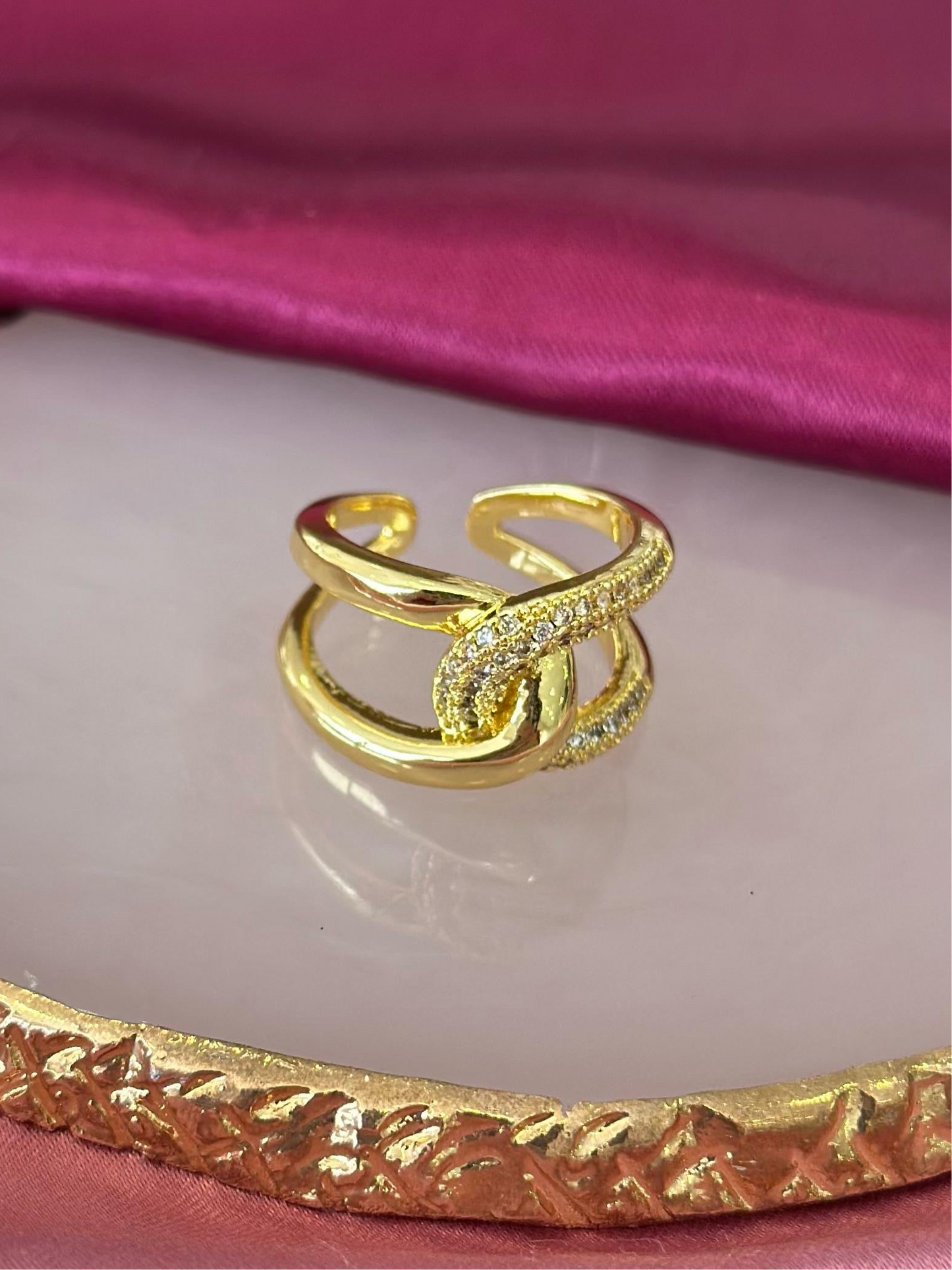 Anillo cadena nudo zirconia #136D