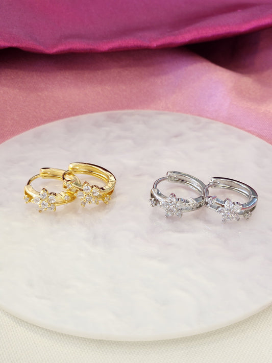 Aretes flor con puntos zirconia #E4