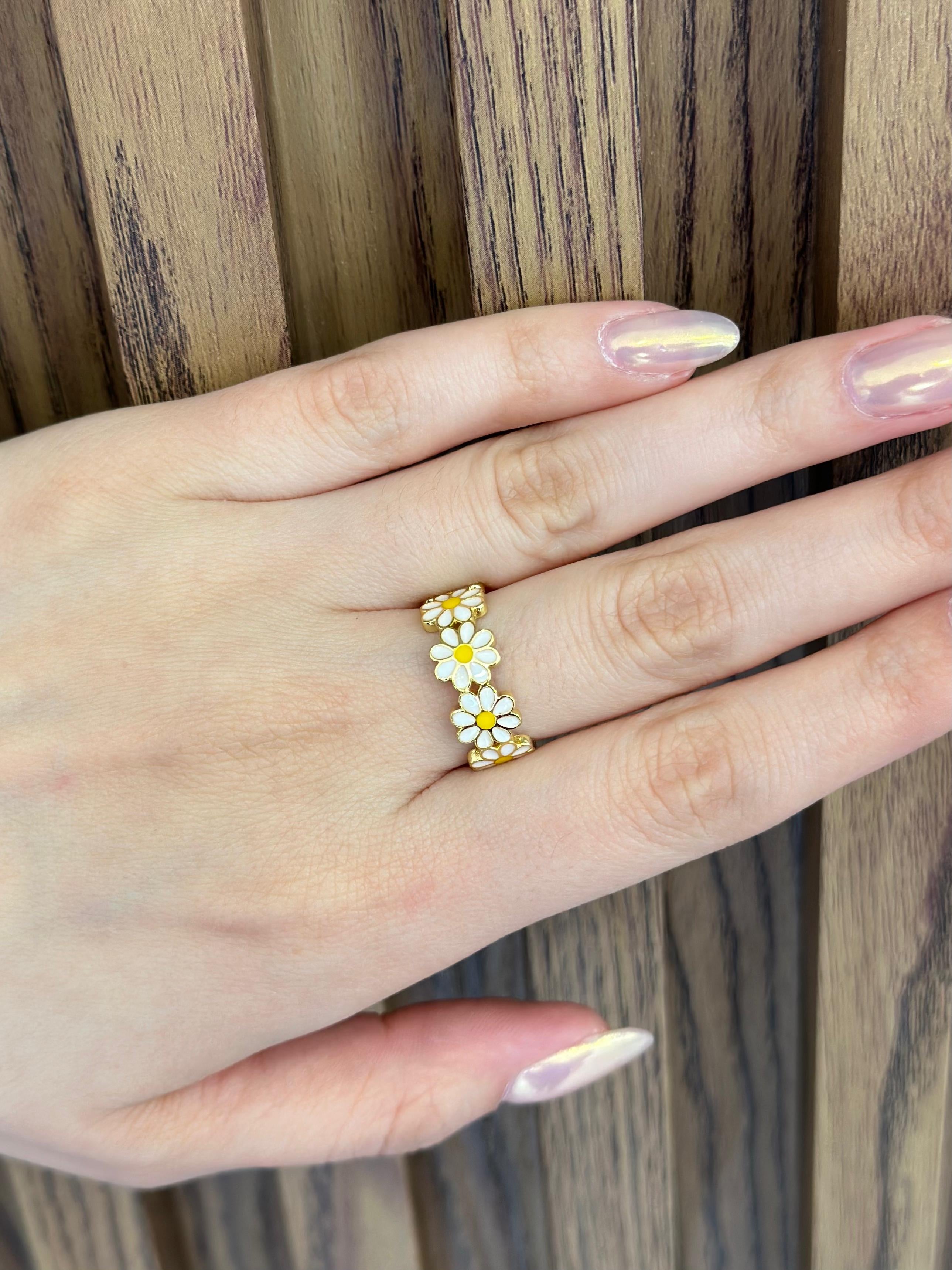 Anillo margaritas blanco/amarillo