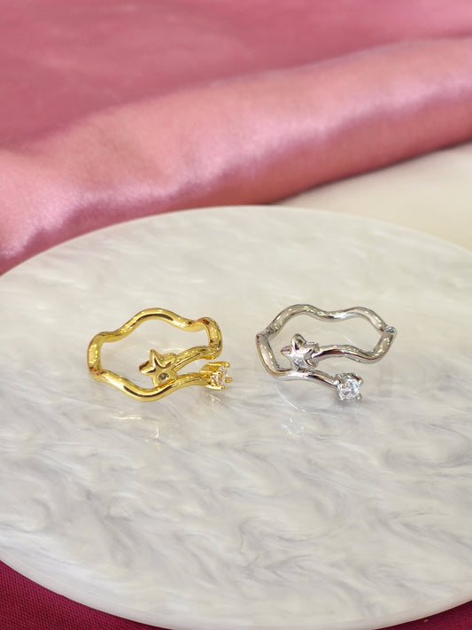 Anillo ondas múltiples estrella punto zirconia #28
