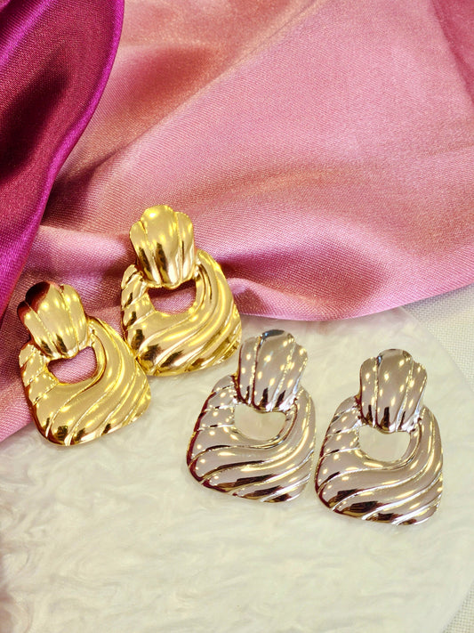 Aretes tipo eslabon ondulado #L41 #N25