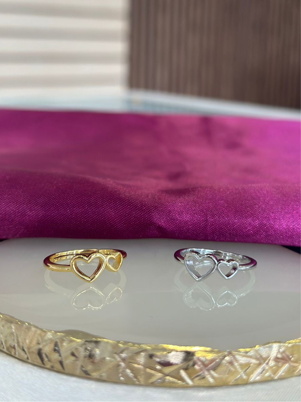 Anillo doble corazon hueco #223A