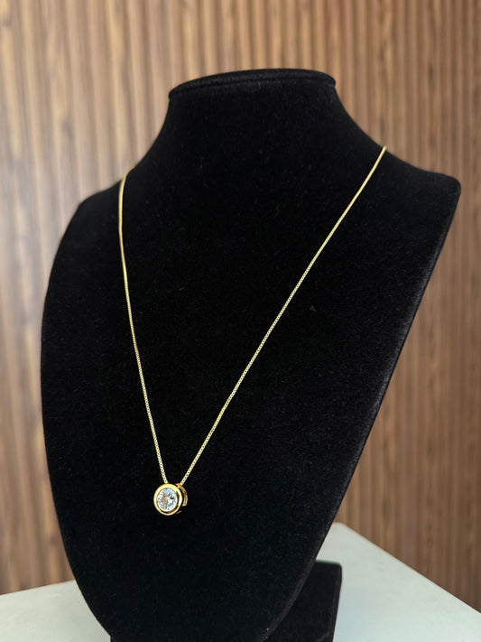 Collar circulo punto zirconia grande #F16.1