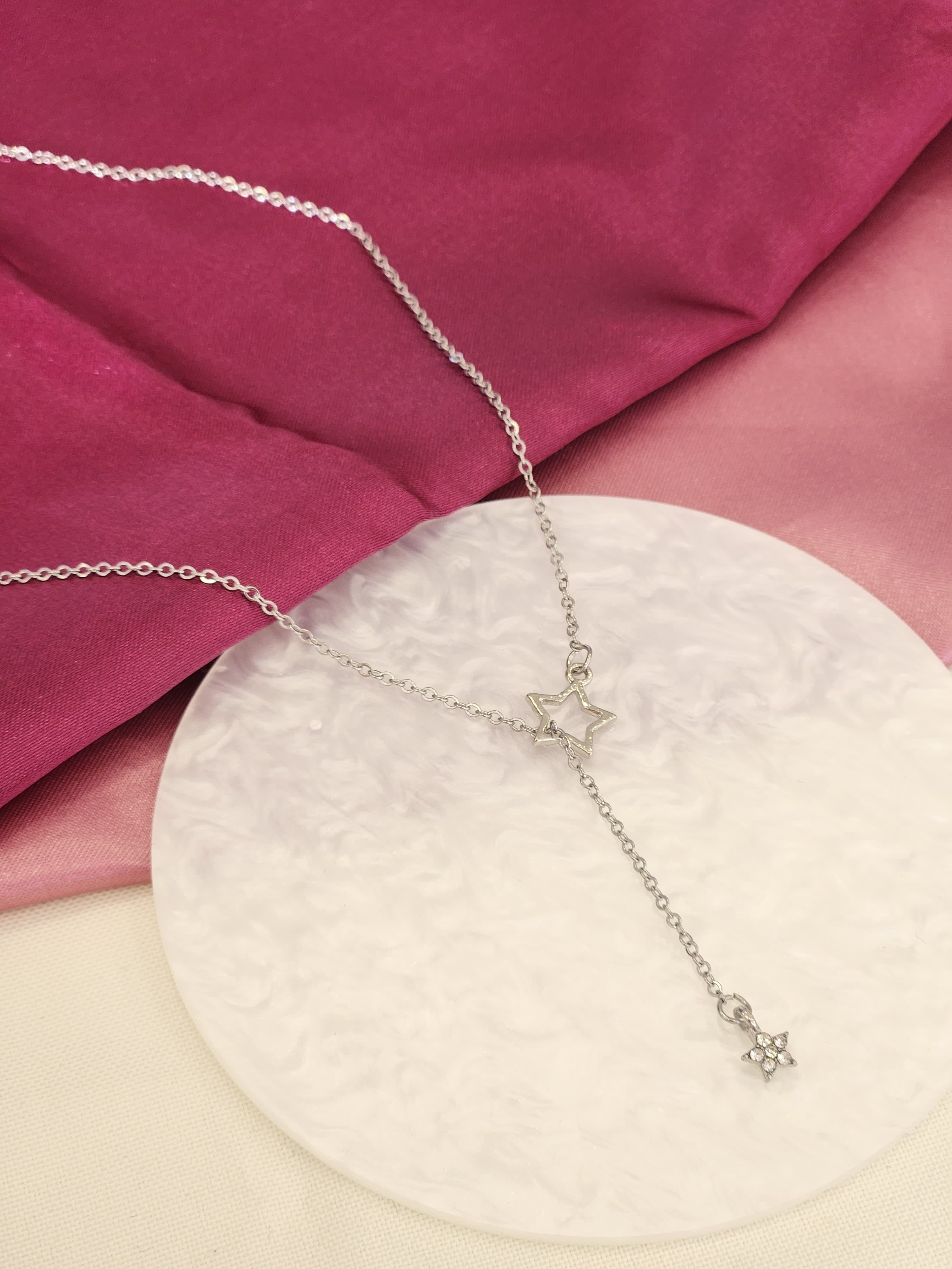 Collar plateado estrellas colgante zirconia #48