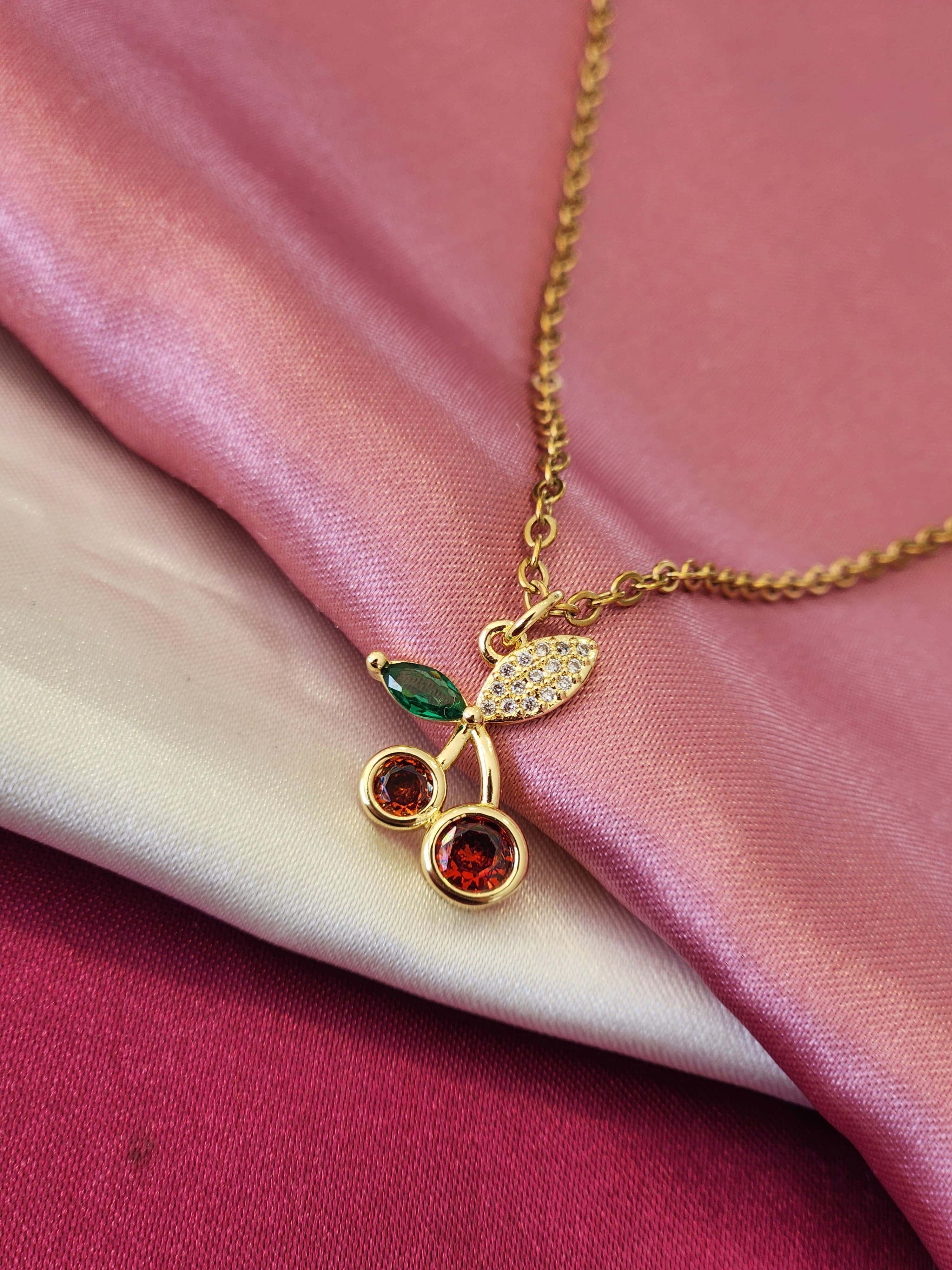 Collar Cereza zirconia #A