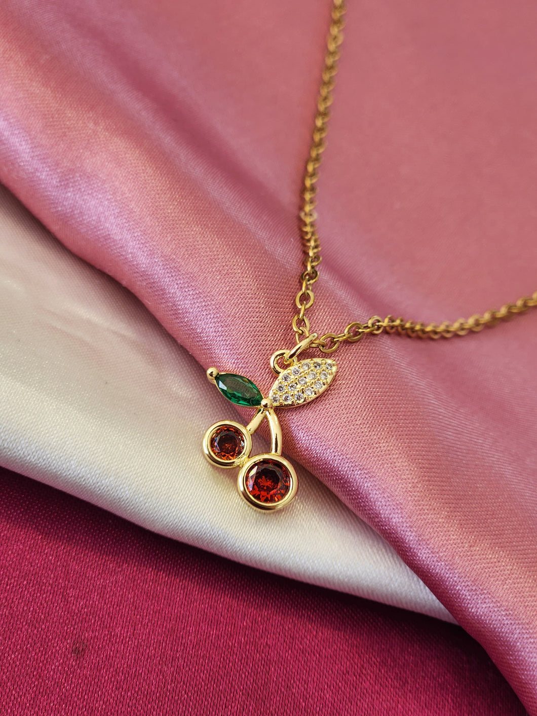 Collar Cereza zirconia #A