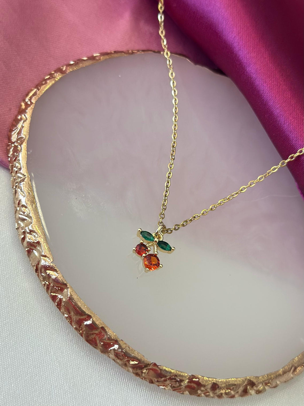 Collar cereza chica zirconia#E5