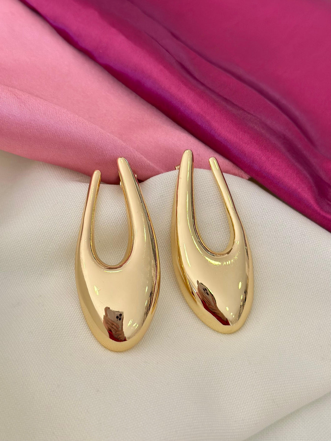 Aretes dorados arco alargado #C145