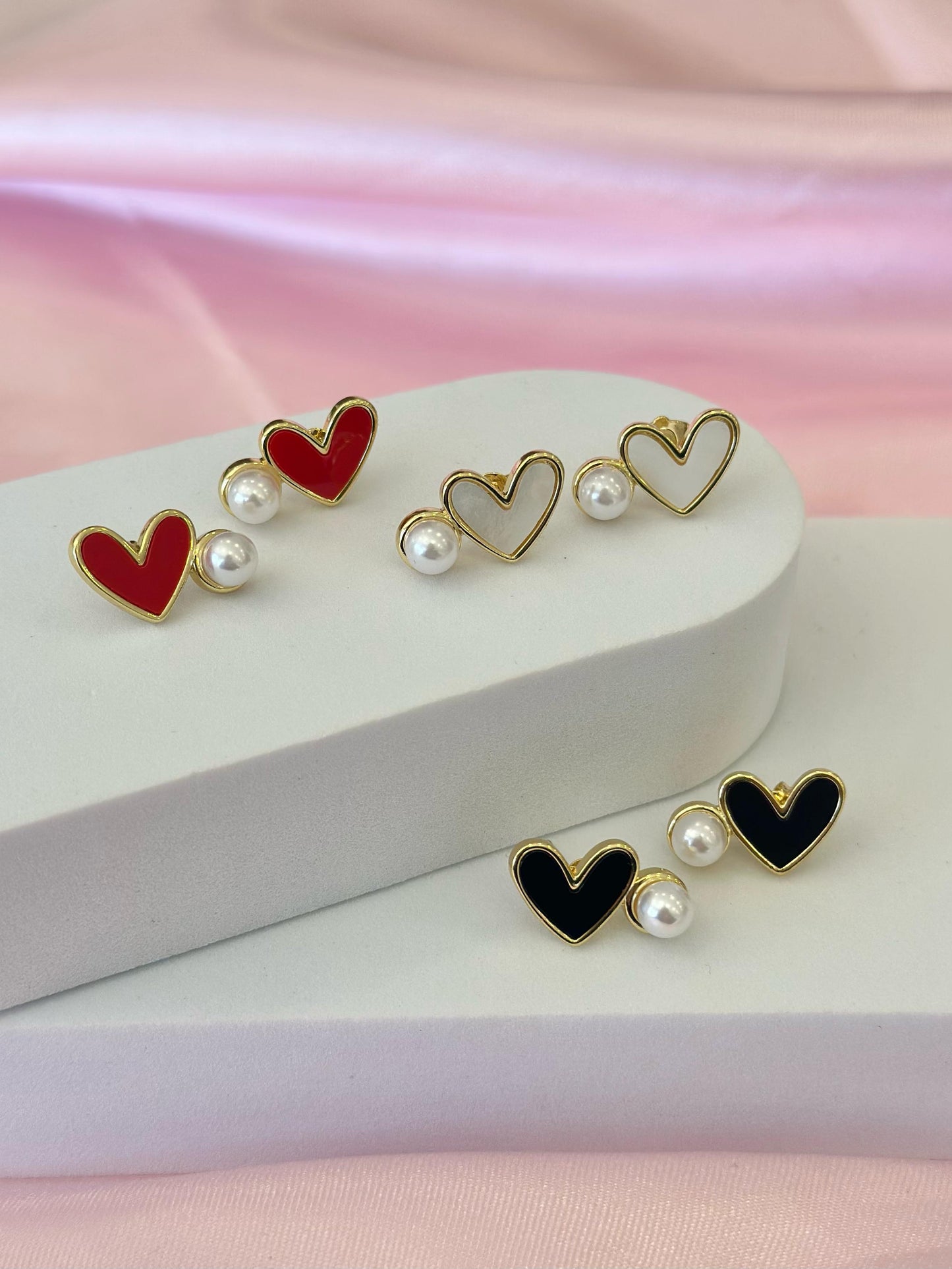 Aretes corazon perla #0.3