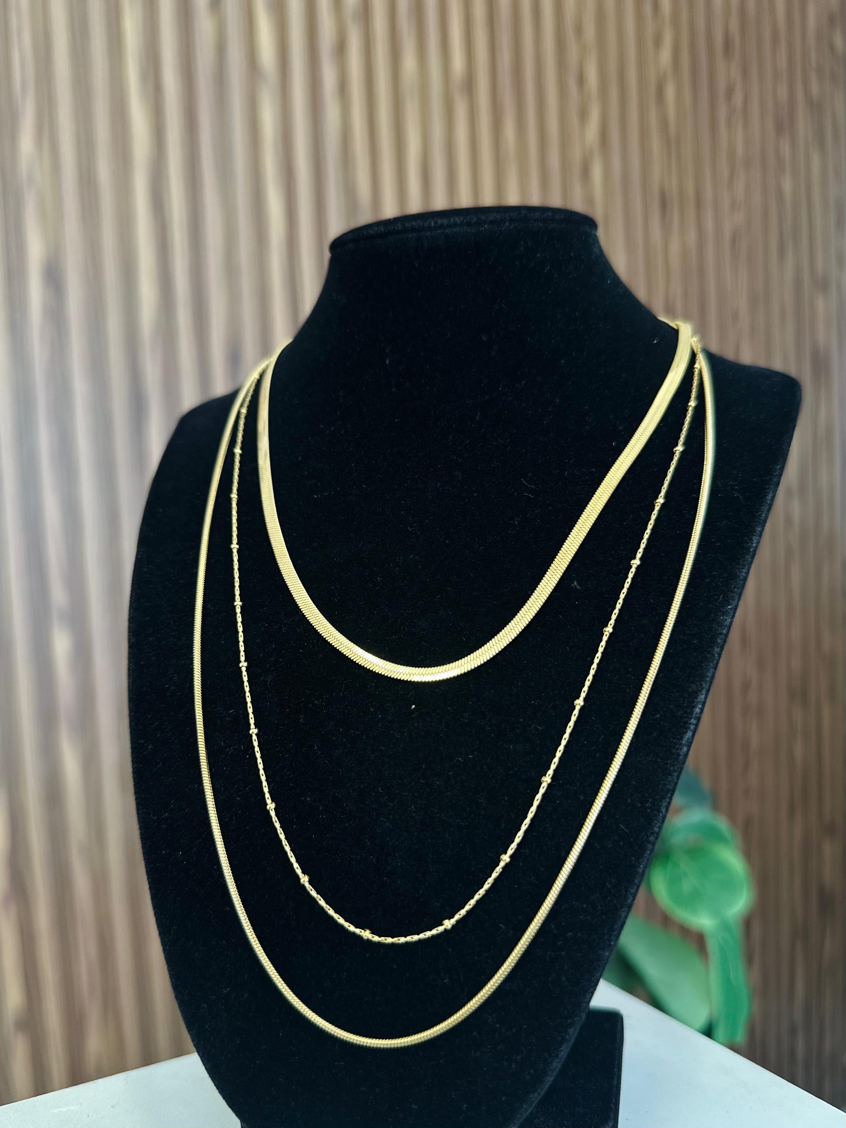 Collar triple cadenas planas y cardano #0