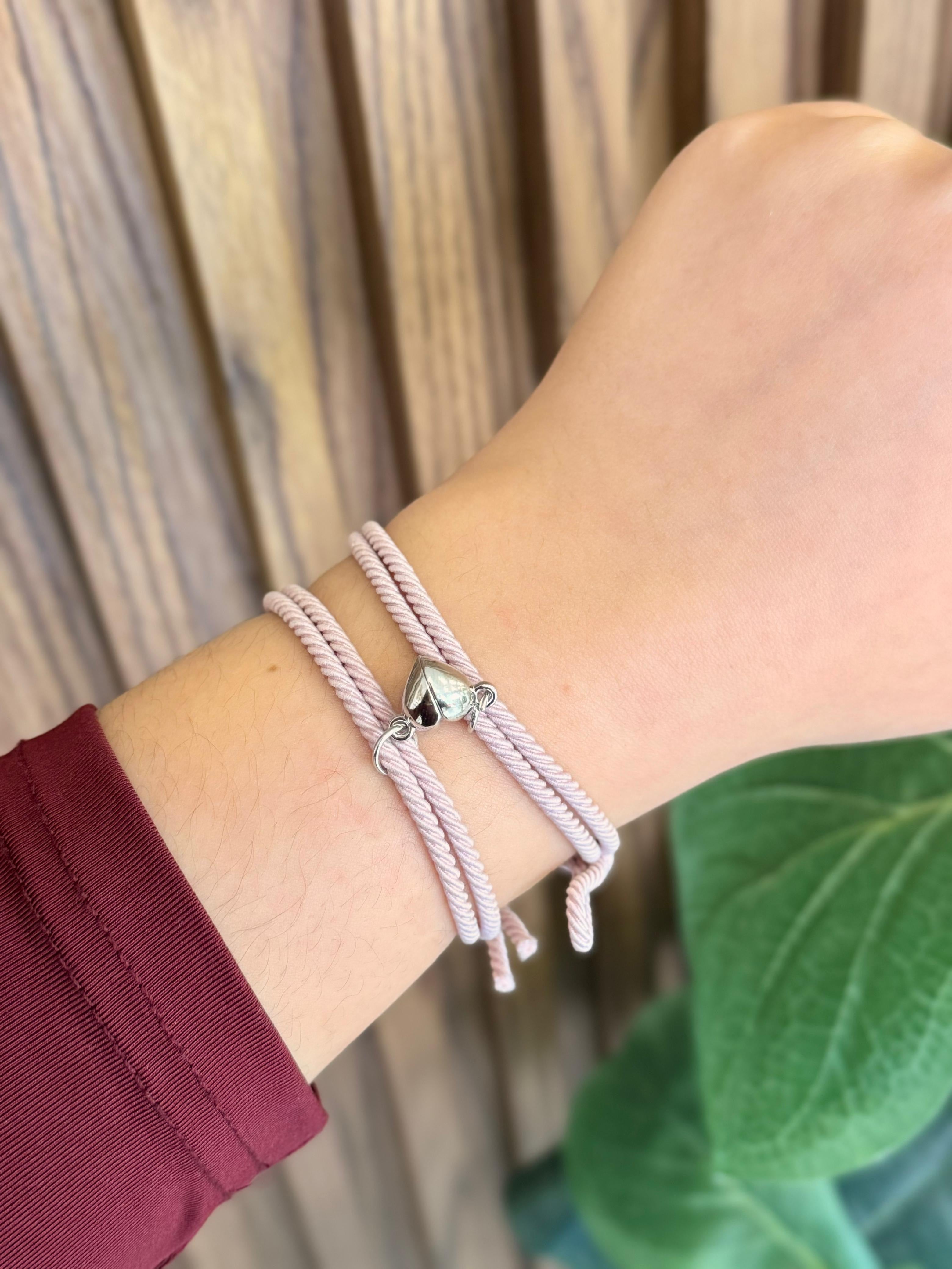 Pulsera tela corazon iman rosa rosa K30