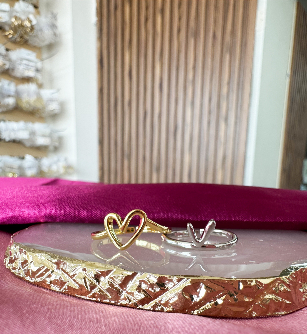 Anillos duo corazon dorado/plateado #153A