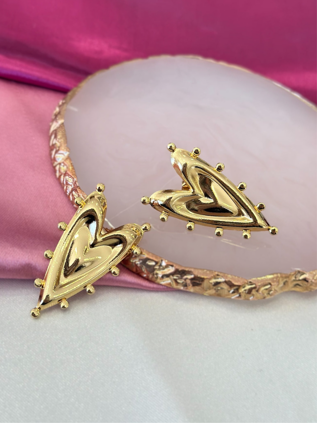 Aretes corazon puntos #E1