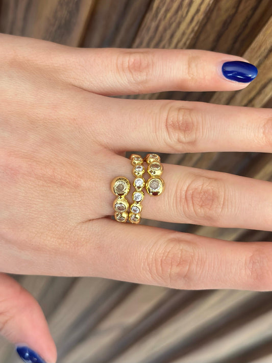 Anillo bolitas triple zirconia #241