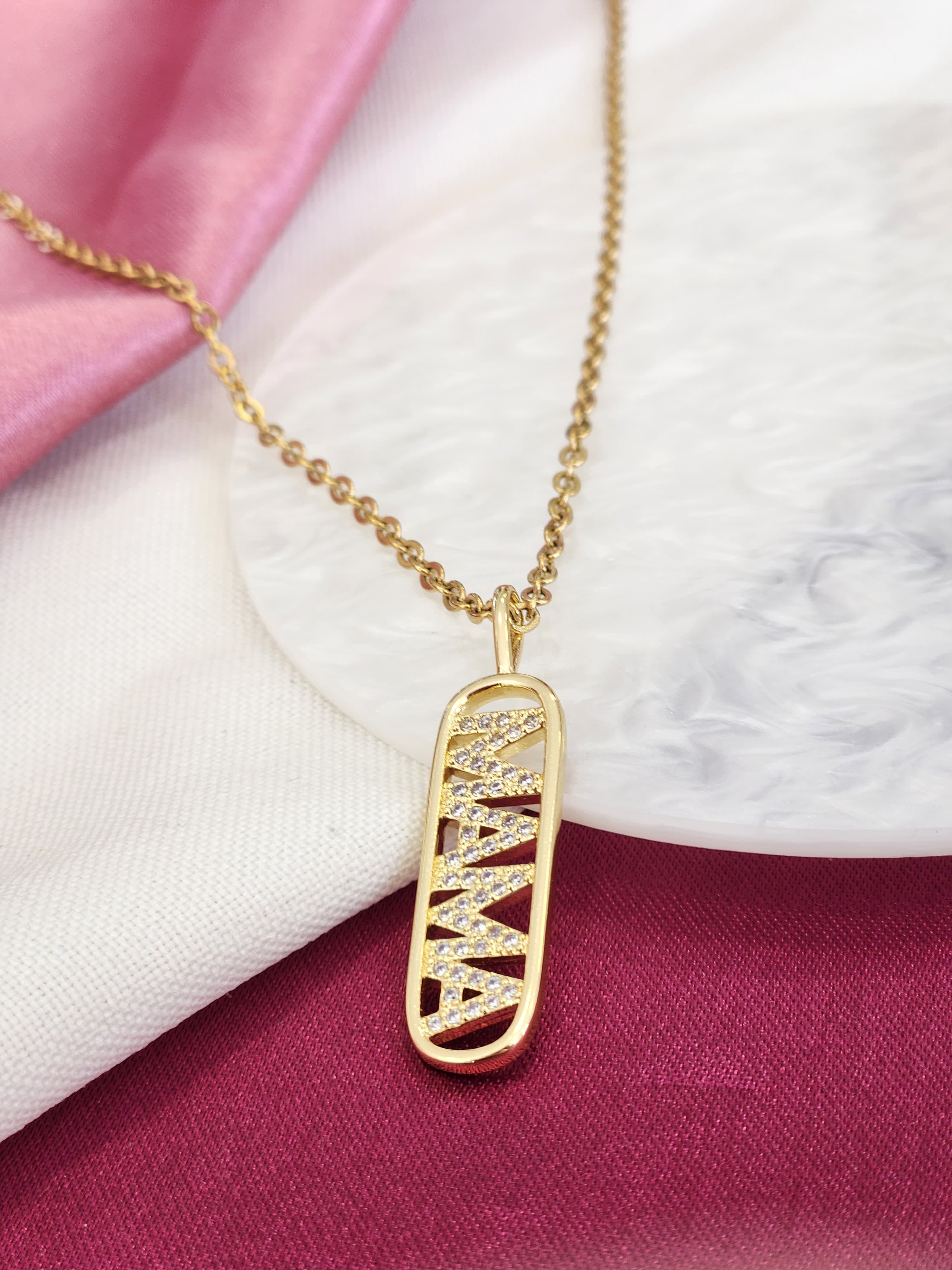 Collar ovalo mamá zirconia #3