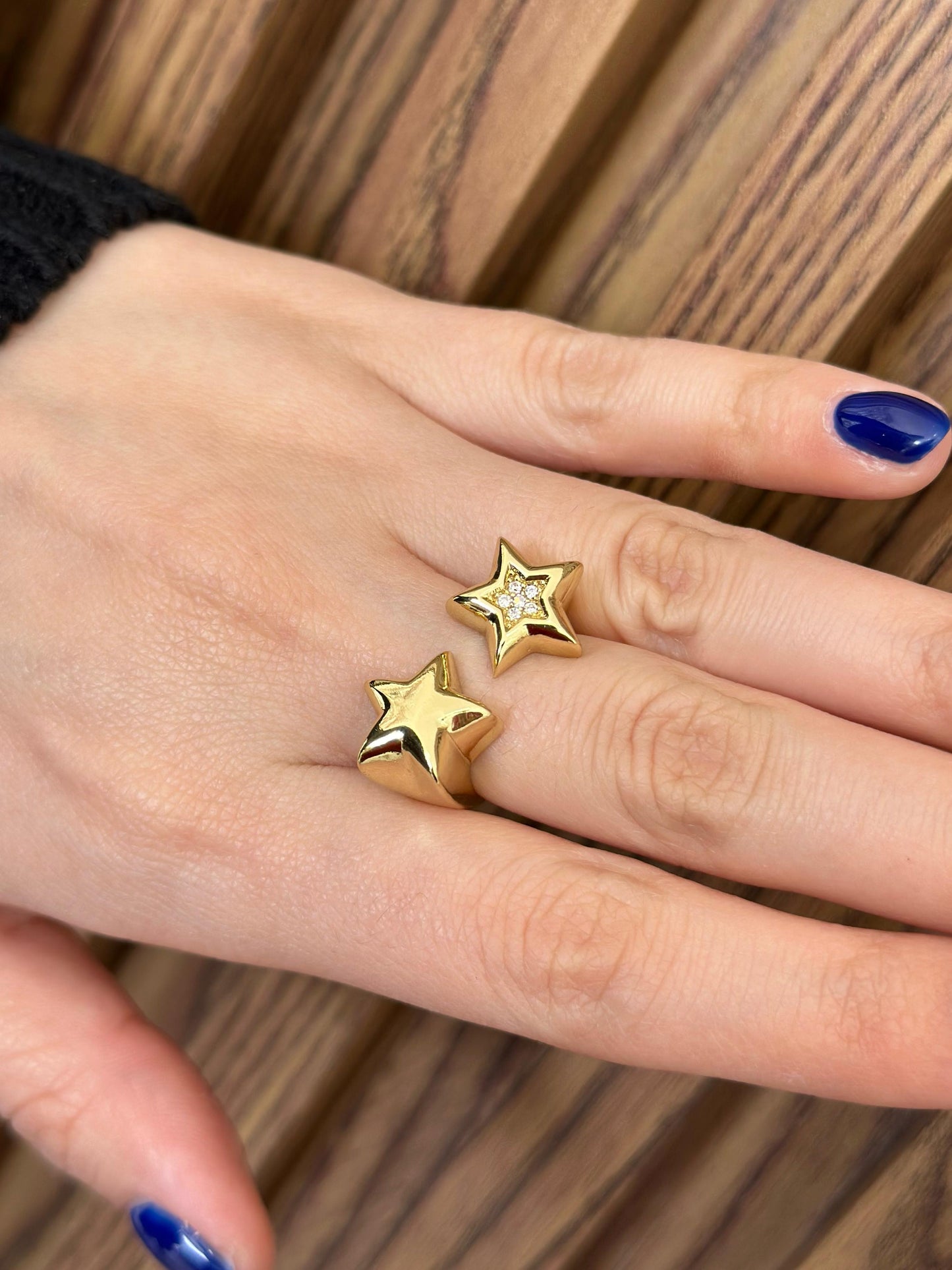 Anillo doble estrella zirconia #83