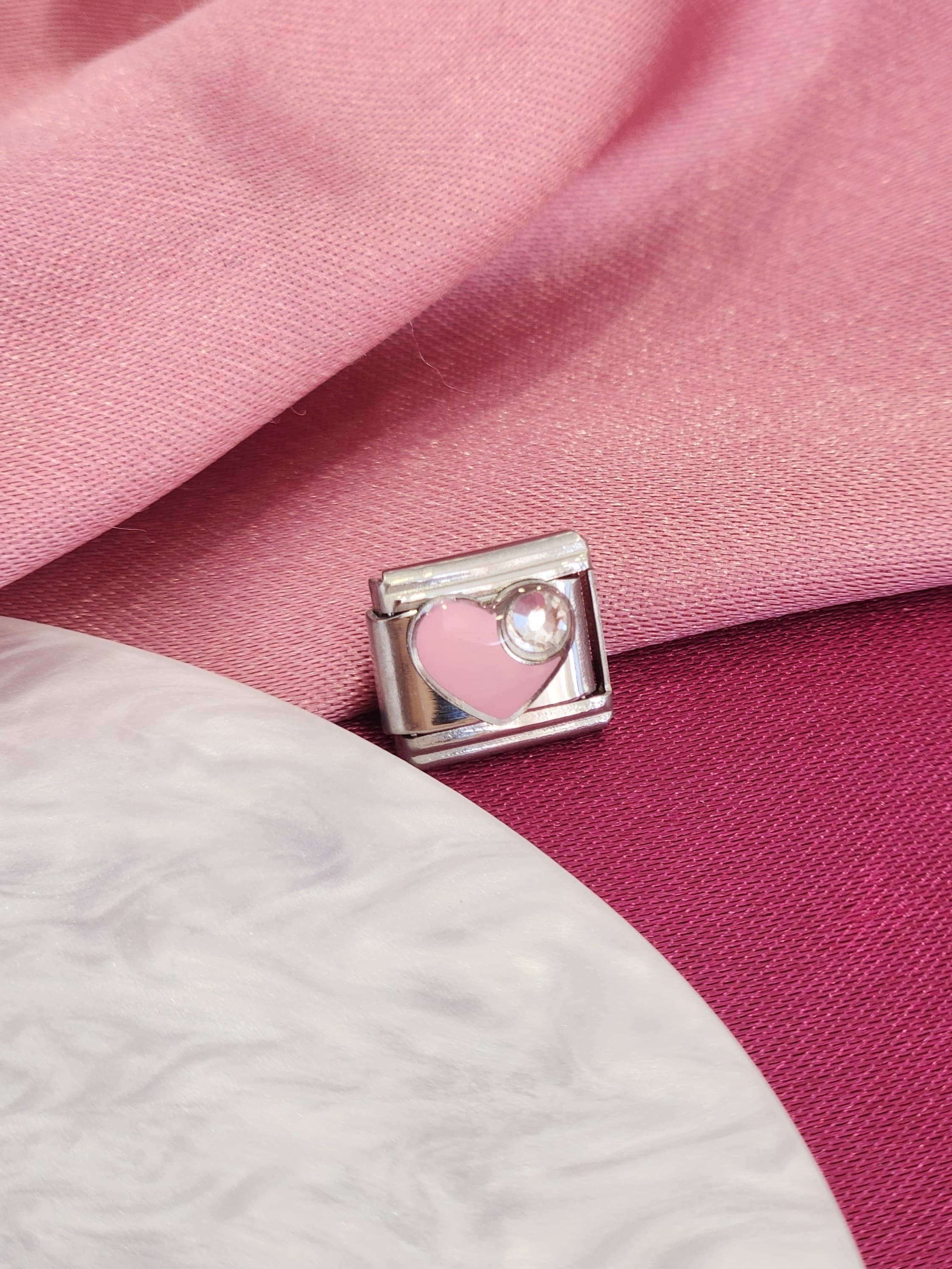 Charm corazon rosa pastel punto zirconia #6