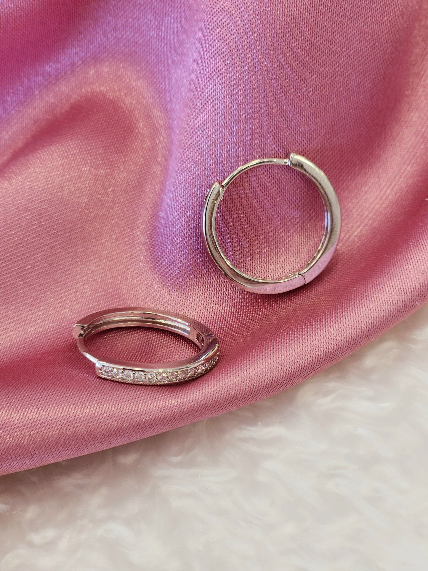Arracada circular 18mm zirconia plateada zirconia #G32