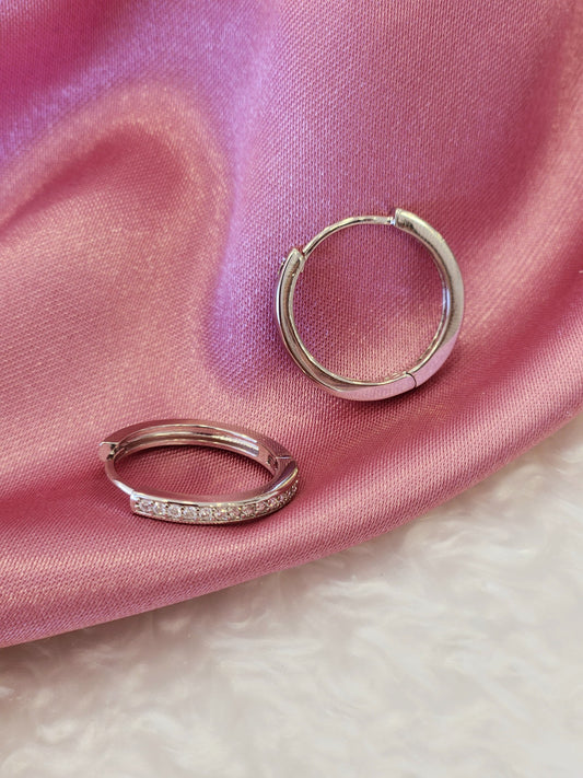 Arracada circular 18mm zirconia plateada zirconia #G32