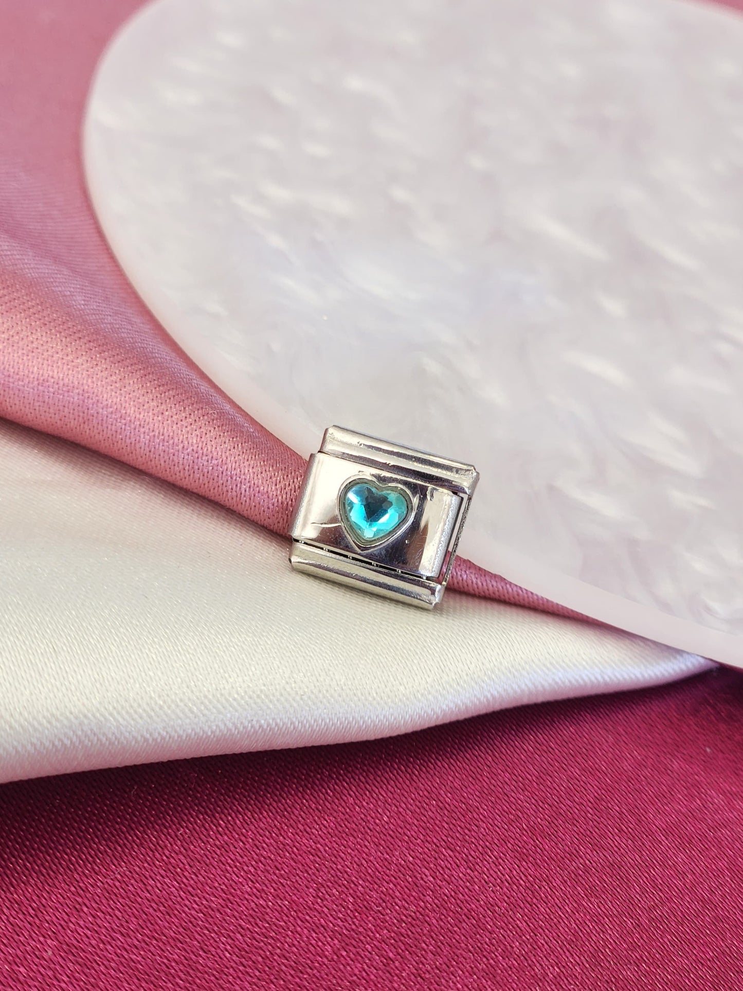 Charm corazon zirconia Aqua #3