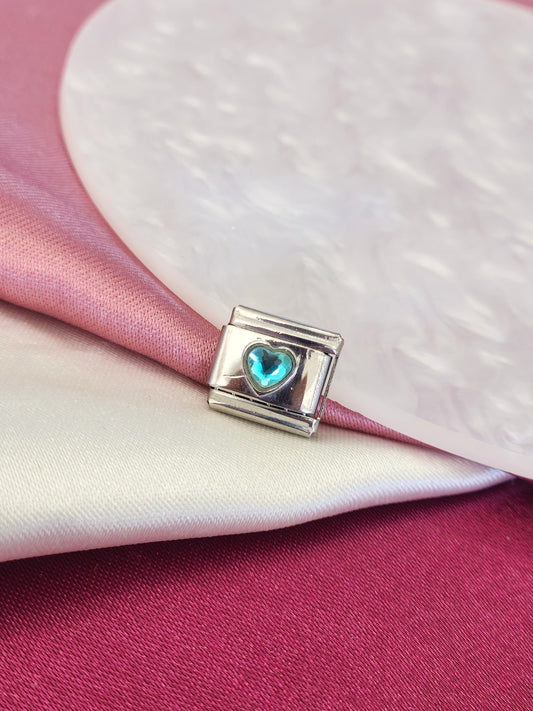 Charm corazon zirconia Aqua #3