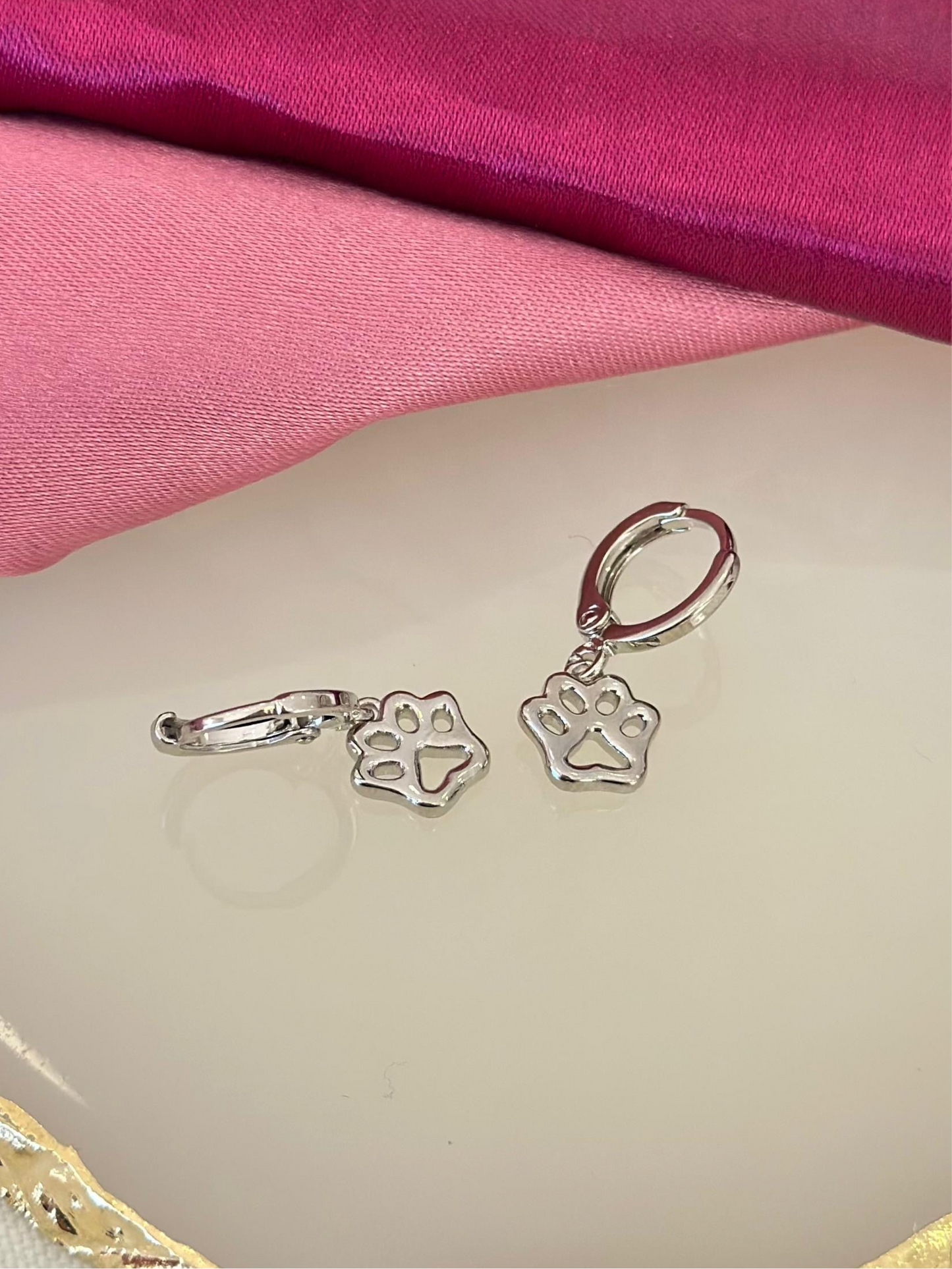 Aretes huella perrito plateada #59